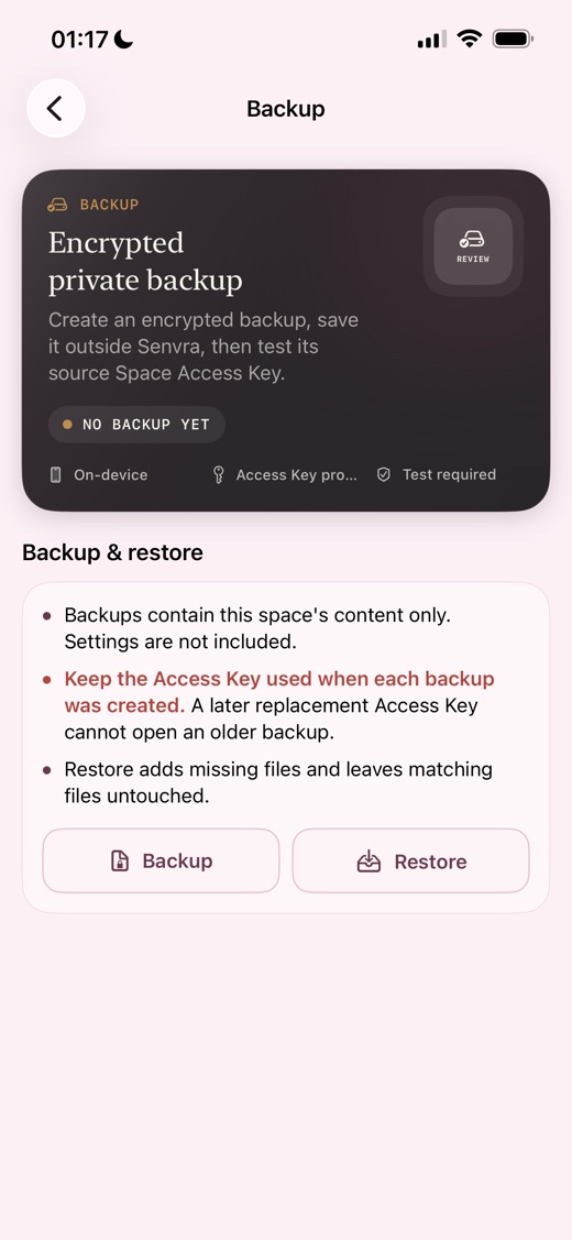 Senvra backup and restore center